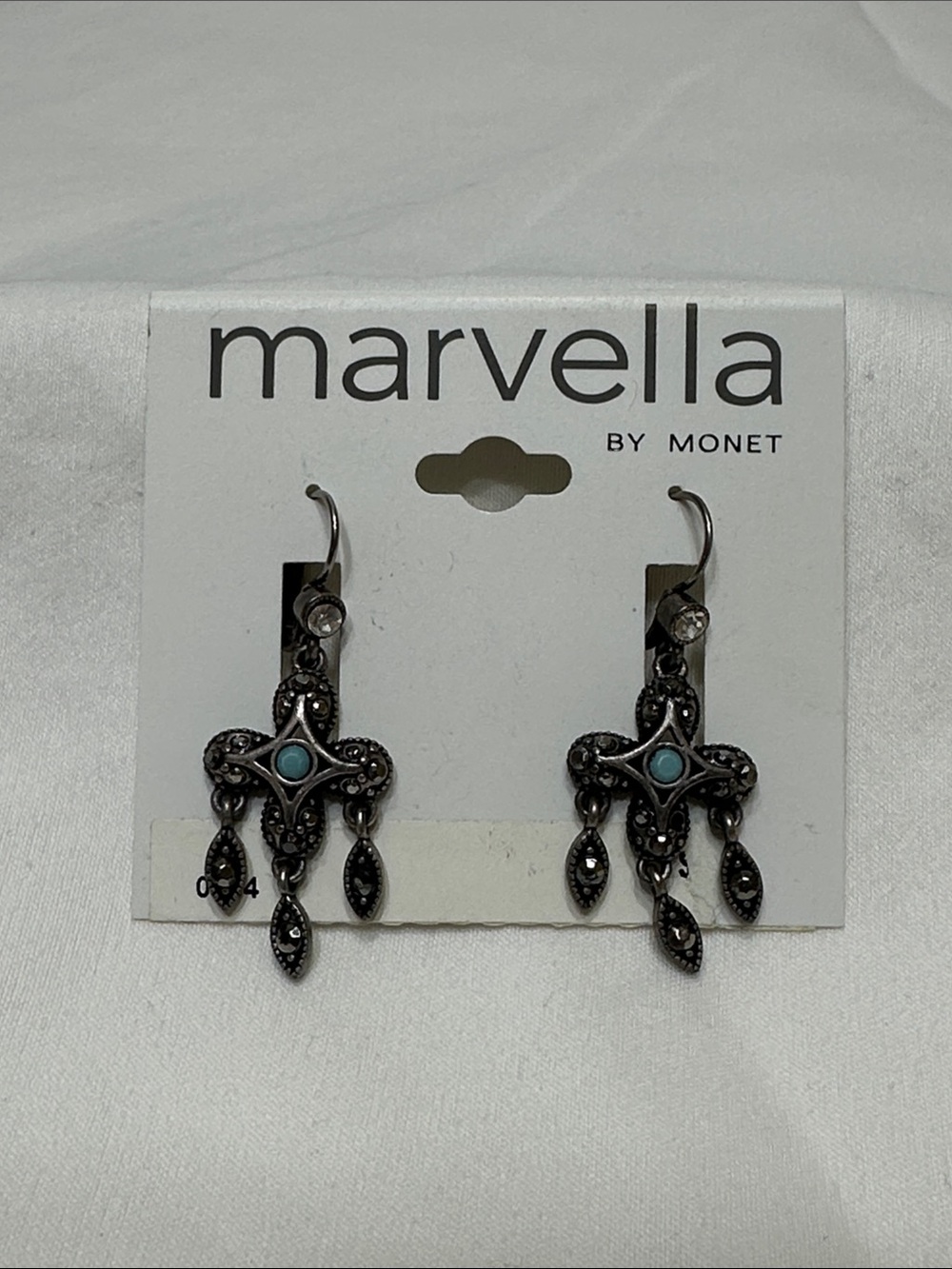 Silver-Tone Turquoise Drop Earrings